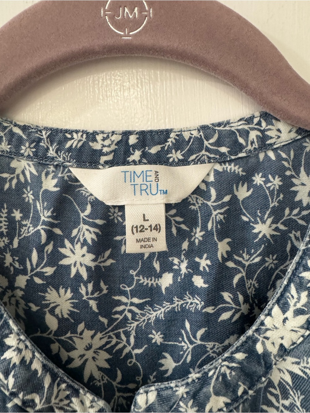 Blue Floral Button-Front Women’s Blouse Size L - Picture 6 of 9